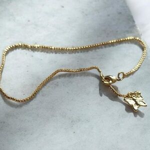 Vintage 90s Avon Dainty Gold Butterfly Pendant Ankle Bracelet 8 + 1 in